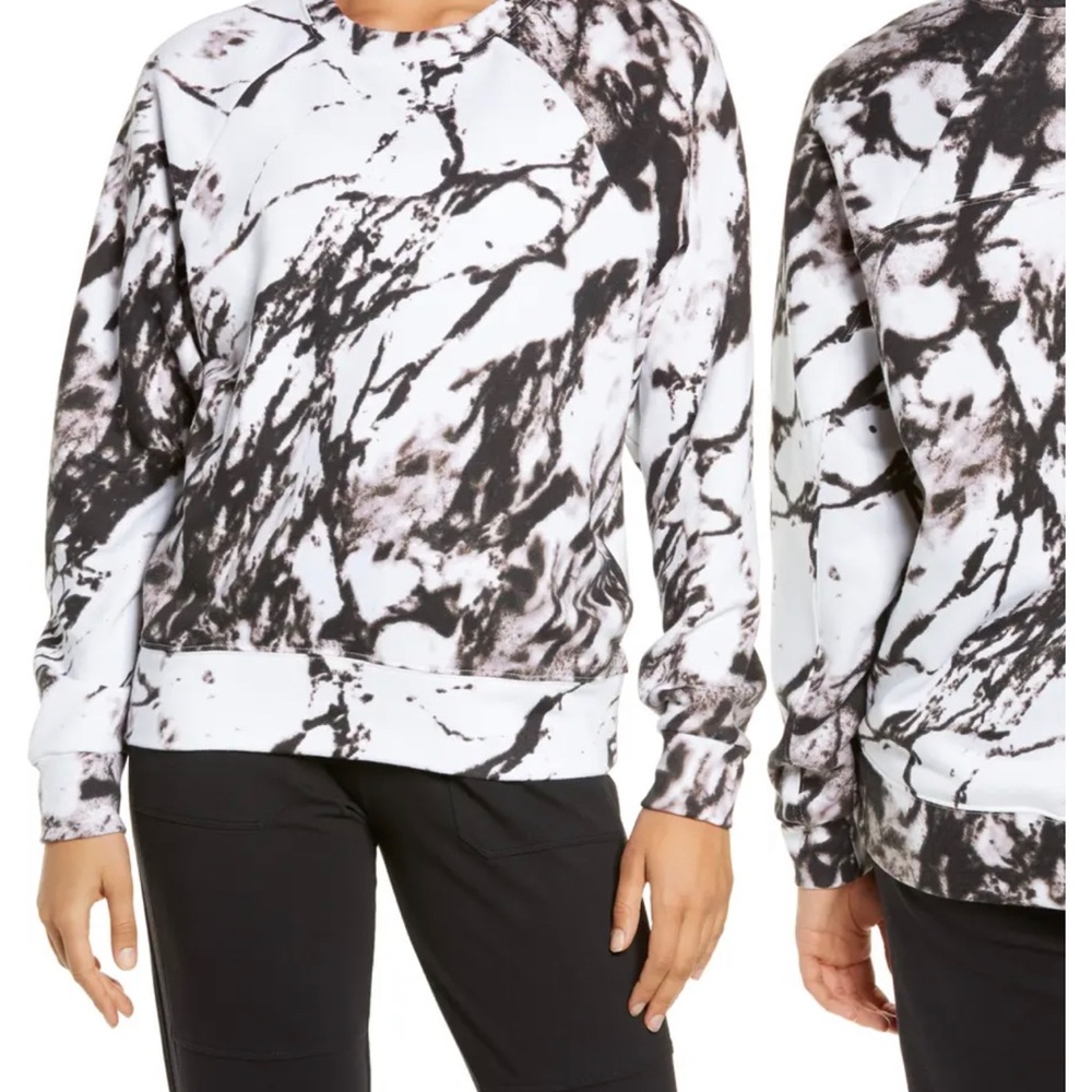 Zelle Blue Marble Crew Neck Sweatshirt